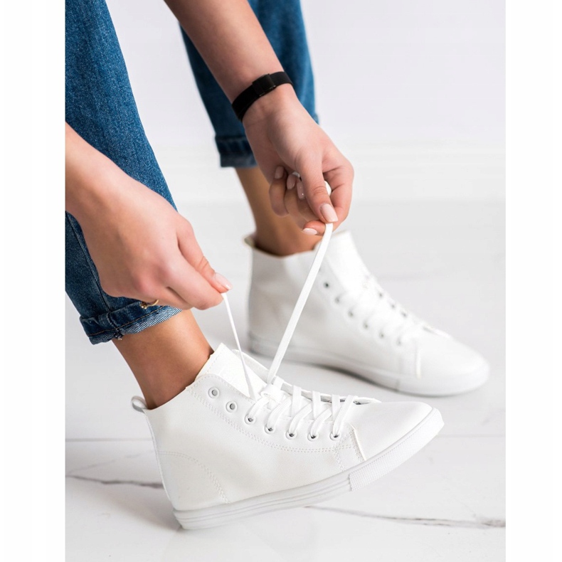 Ideal Shoes Chaussures de sport haute couture baskets blanc 2