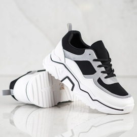 SHELOVET Baskets de sport confortables blanc noir argent 1