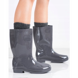 SHELOVET Bottes en caoutchouc hautes brillantes gris 1