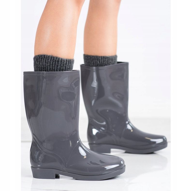 SHELOVET Bottes en caoutchouc hautes brillantes gris 1