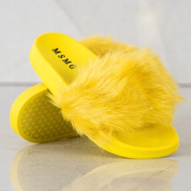 SHELOVET Pantoufles En Caoutchouc Avec Fourrure jaune 2