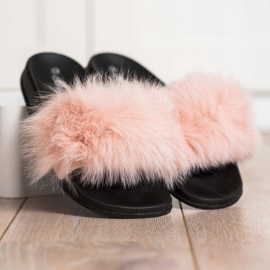 Bona Tongs à la mode avec fourrure brun 3
