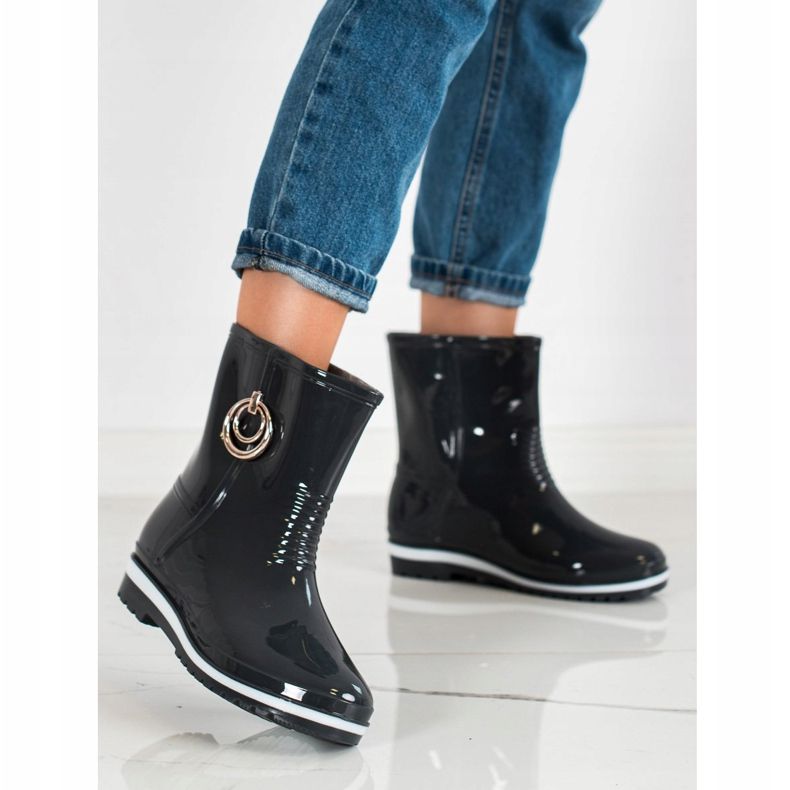 Bona Galoches avec ornement doré noir 1
