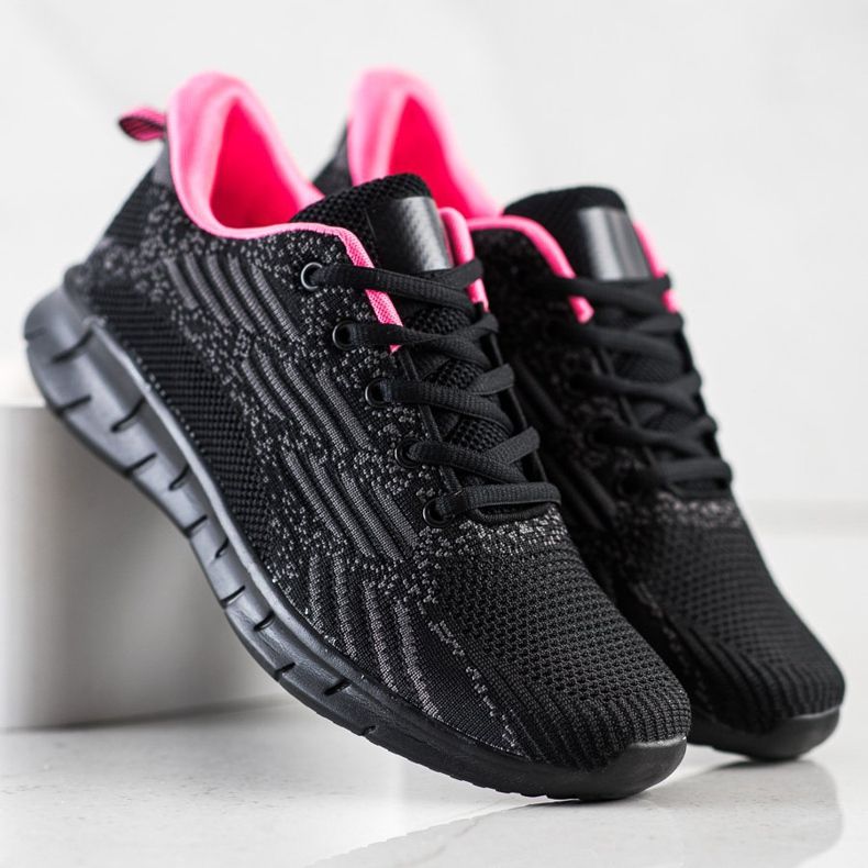 Bona Chaussures de sport ajourées noir rose gris 1