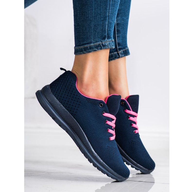 SHELOVET Chaussures de sport légères bleu marin rose 1