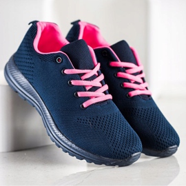 SHELOVET Chaussures de sport légères bleu marine rose 2