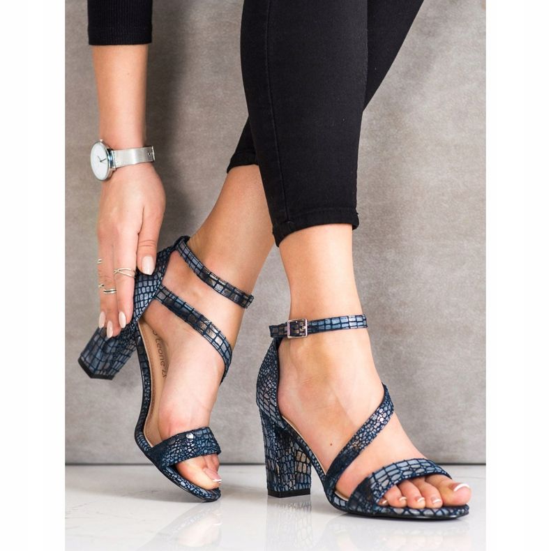 Sandales Sergio Leone à imprimé serpent bleu 2