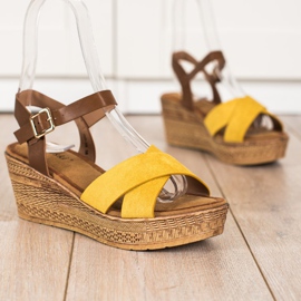 S. BARSKI Sandales Na Koturnie S.BARSKI brun jaune 1