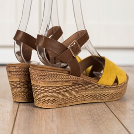 S. BARSKI Sandales Na Koturnie S.BARSKI brun jaune 2