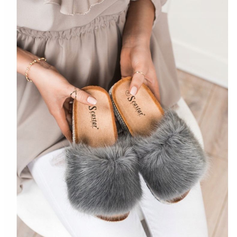 Seastar Pantoufles à la mode sur une plate-forme décorative gris 2