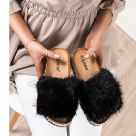 Seastar Pantoufles à la mode sur une plate-forme décorative noir 2