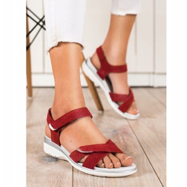 Sandales Velcro VINCEZA rouge 2