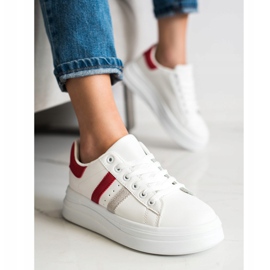 SHELOVET Baskets avec empiècements en daim blanche 3