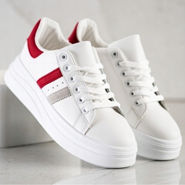 SHELOVET Baskets avec empiècements en daim blanche 1