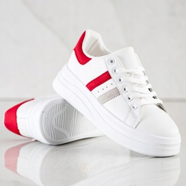 SHELOVET Baskets avec empiècements en daim blanche 4