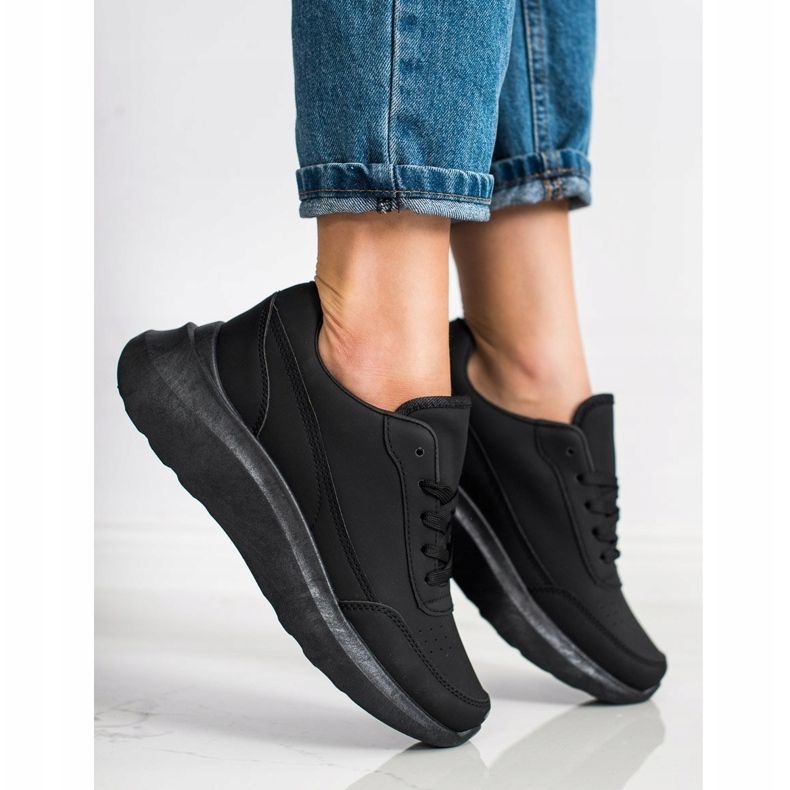 SHELOVET Baskets classiques en cuir écologique noir 1