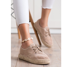 SHELOVET Espadrilles en daim beige 4
