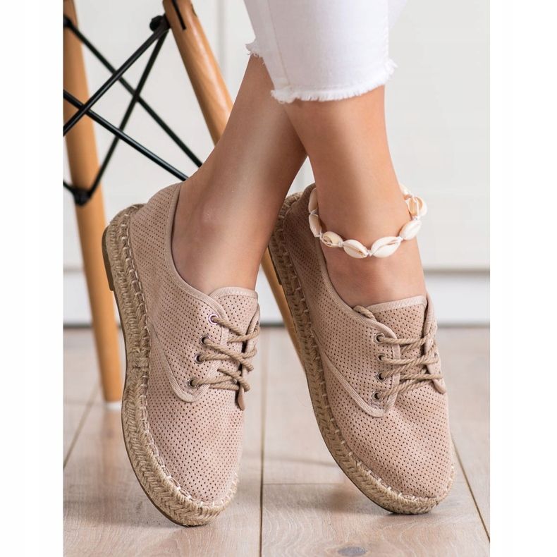 SHELOVET Espadrilles en daim beige 1