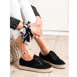 SHELOVET Espadrilles en daim le noir 1