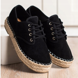 SHELOVET Espadrilles en daim le noir 3