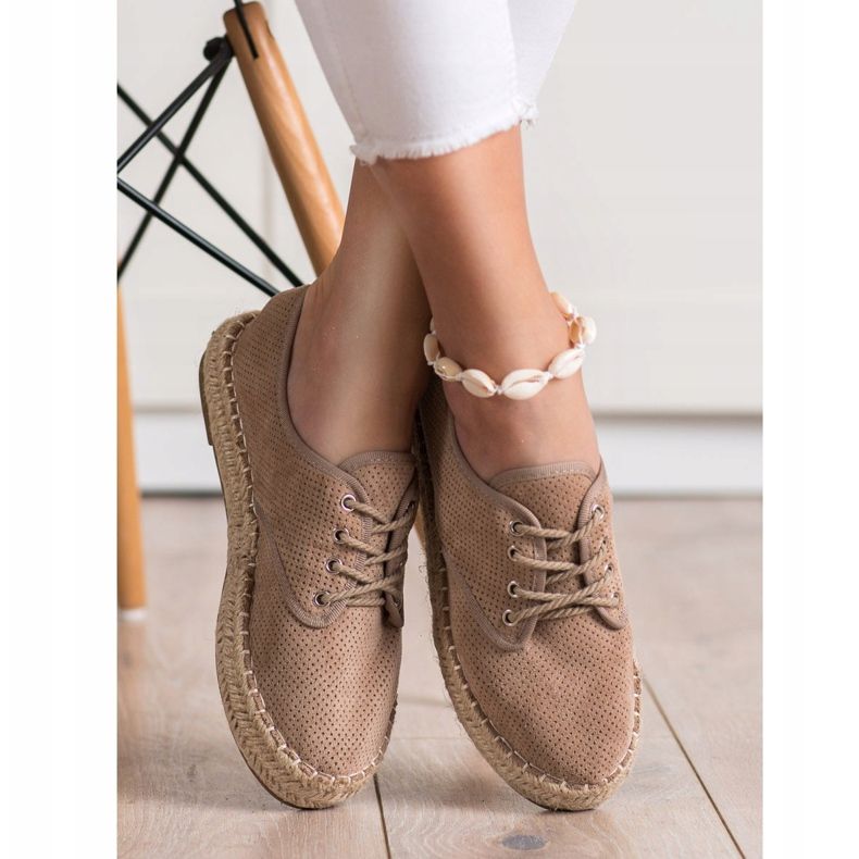 SHELOVET Espadrilles en daim brun 1