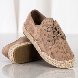 SHELOVET Espadrilles en daim brun 2