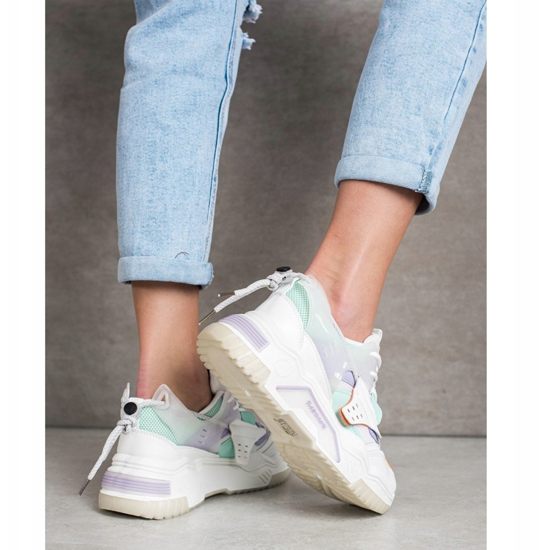 SHELOVET Baskets mode colorées blanche multicolore 2