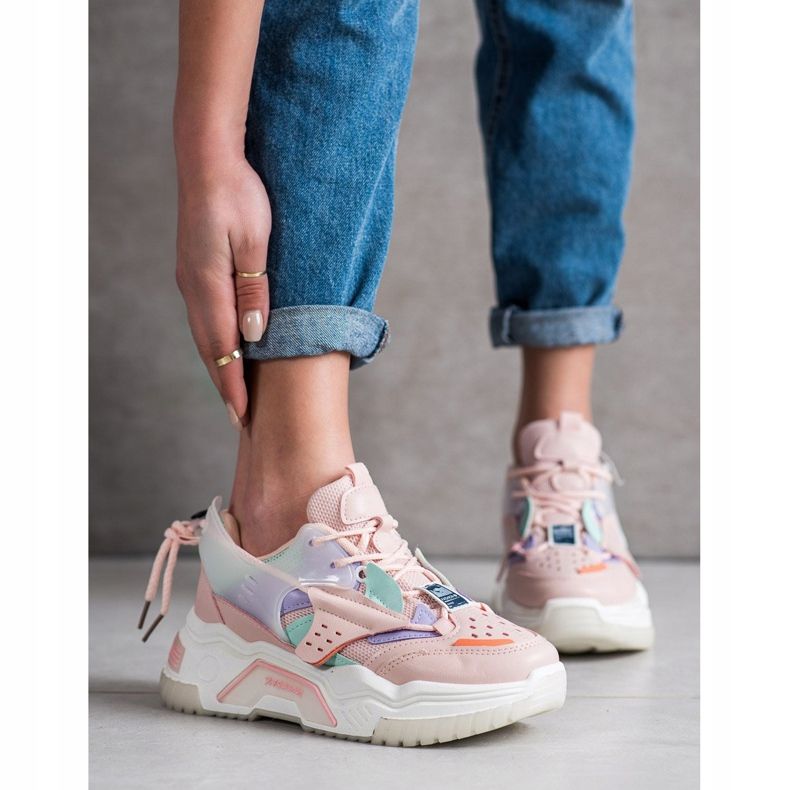 SHELOVET Baskets mode colorées rose multicolore 1