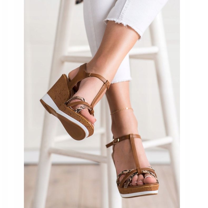 Sandales compensées Sergio Leone brun 2