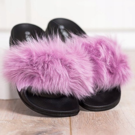 Bona Tongs à la mode avec fourrure violet 4