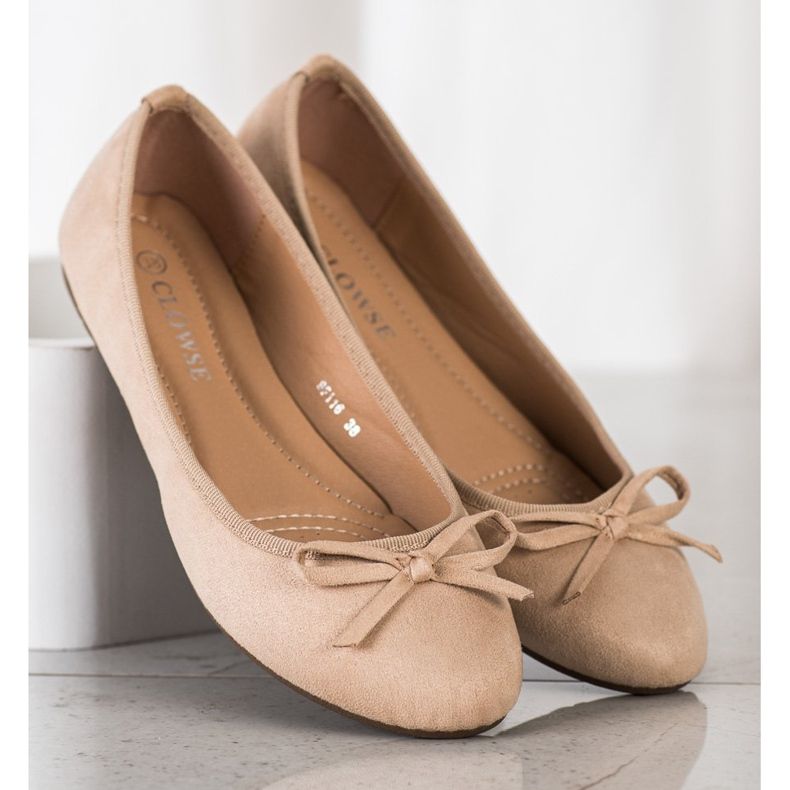 Clowse Ballerine Classique en Daim beige 2
