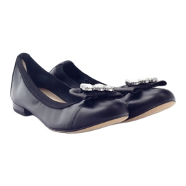 Ballerines féminines avec un arc et des cristaux 1402 Gamis noirs le noir 4