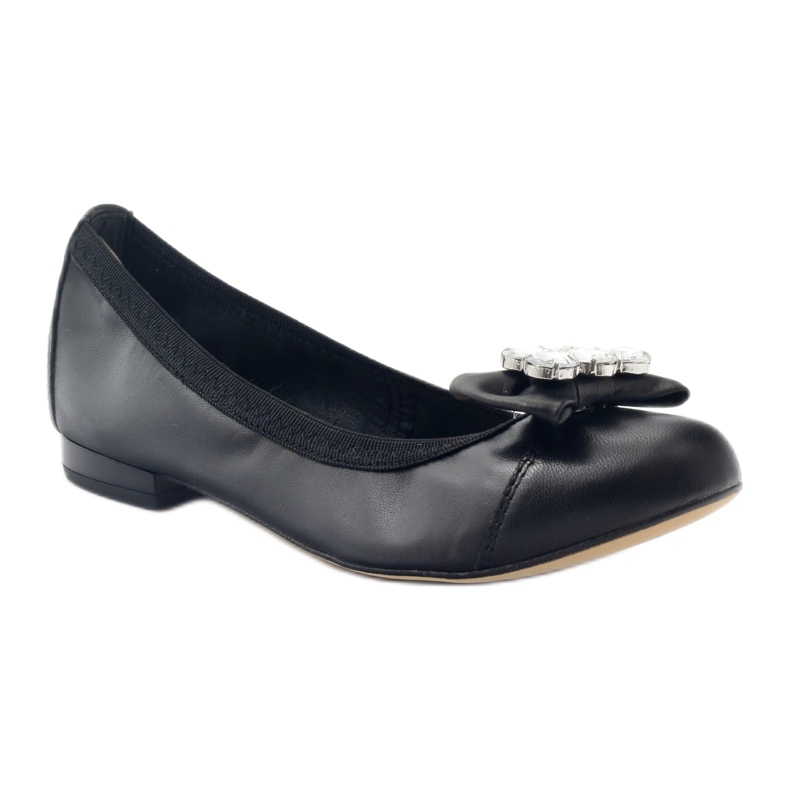 Ballerines féminines avec un arc et des cristaux 1402 Gamis noirs 1