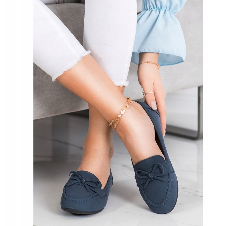 Diamantique Mocassins en cuir écologique bleu 2