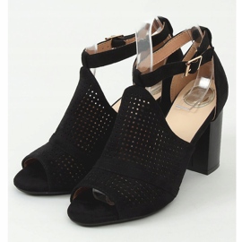 Sandales à talons bout ouvert noires CZ-10220 Noir 1