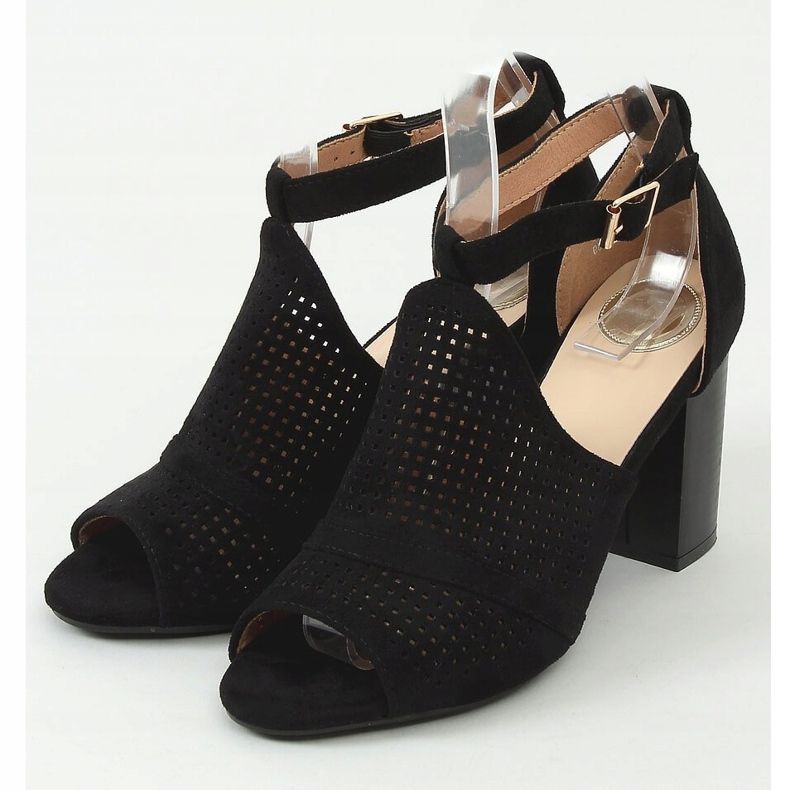 Sandales à talons bout ouvert noires CZ-10220 Noir 1