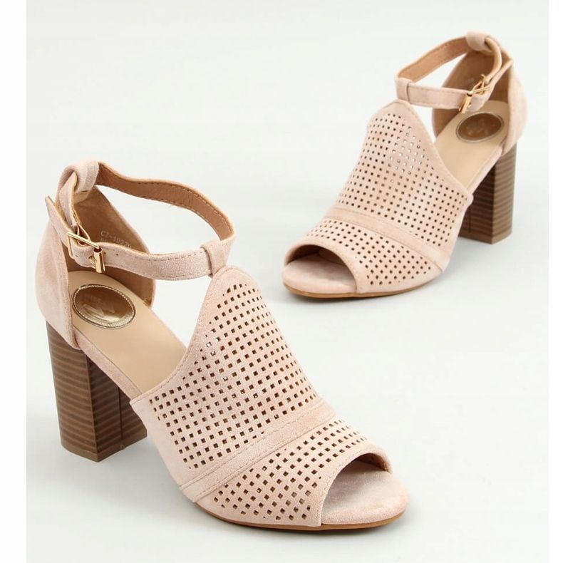 Sandales à talons bout ouvert beiges CZ-10220 Beige 1