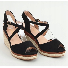 Noir FG19 Espadrilles noires à bout ouvert le noir 1