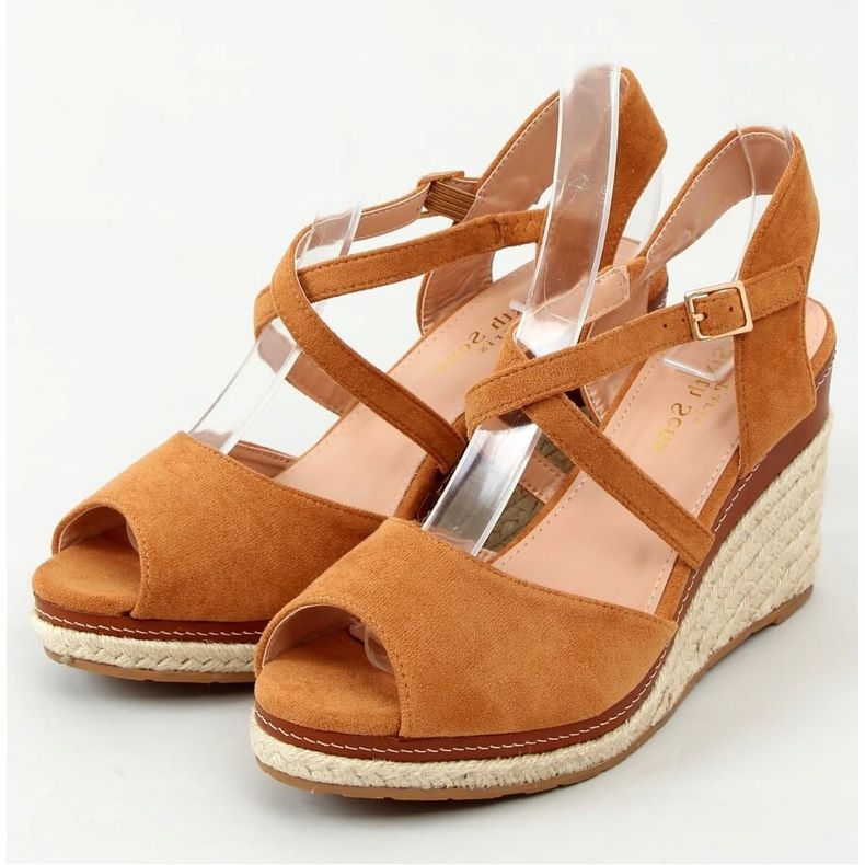 Espadrilles à bout ouvert camel FG19 Camel brun 1
