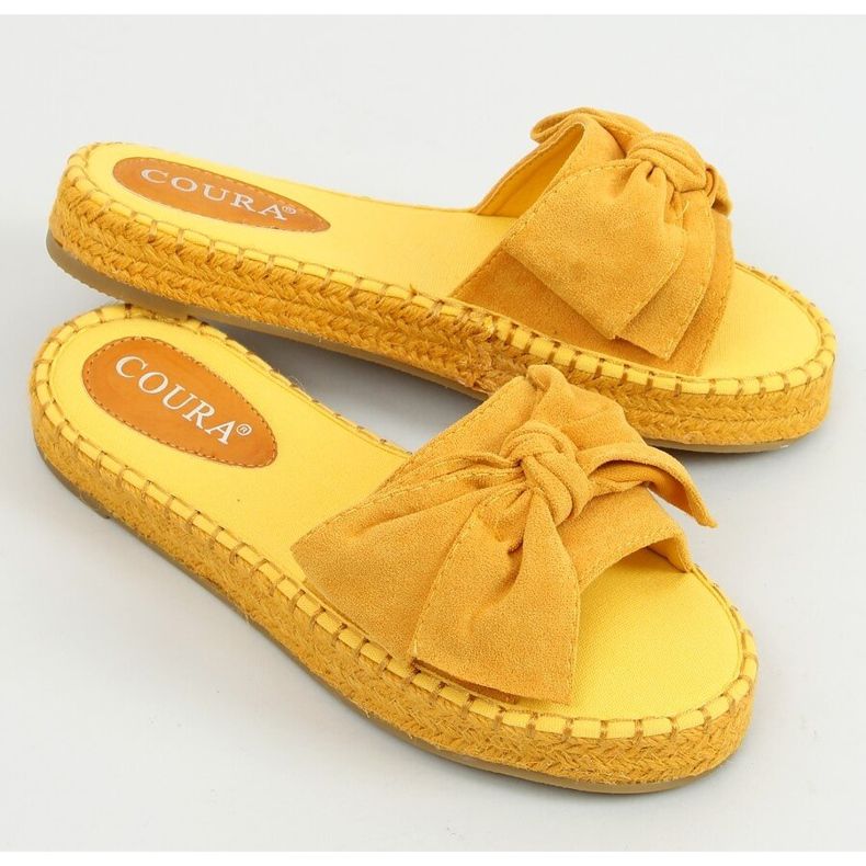 Chaussons espadrilles avec un nœud miel 266 Jaune 1