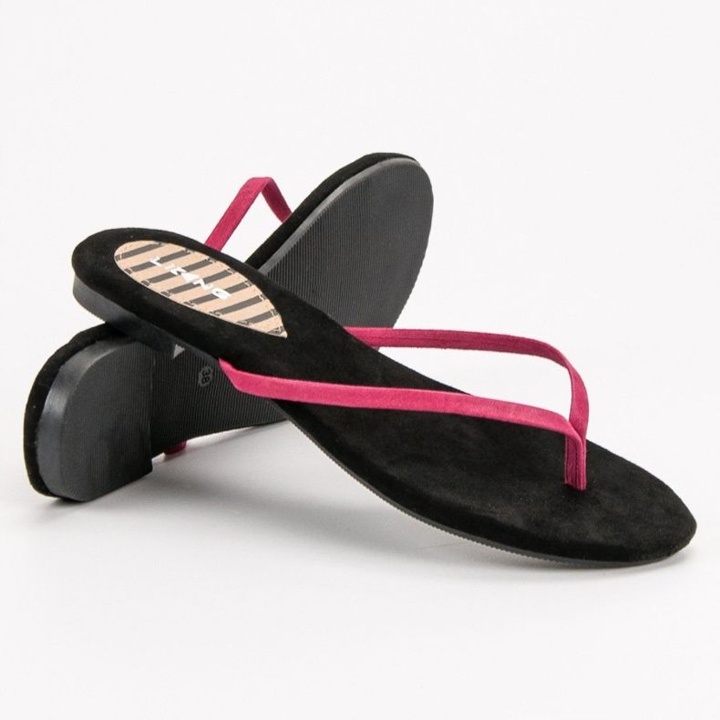 SHELOVET Des tongs classiques noir rose 2