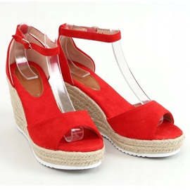 Sandales espadrilles rouges sur compensées 888-89 Rouge 1