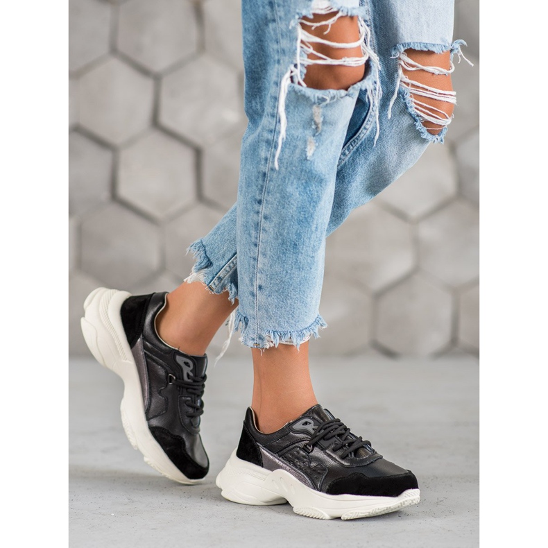 Vinceza Chaussures de sport à lacets noir 1