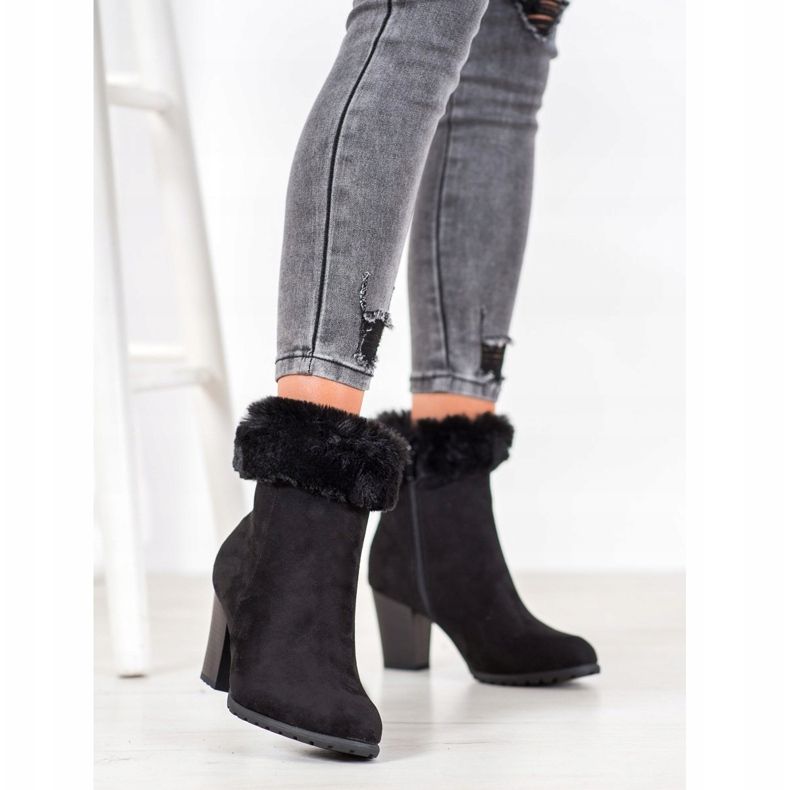 Goodin Bottes sur un poteau avec fourrure noir 1