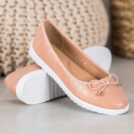 SHELOVET Ballerines en cuir écologique brun 1