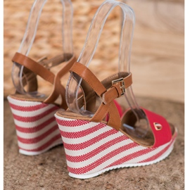 Goodin Sandales compensées à la mode brun rouge multicolore 2