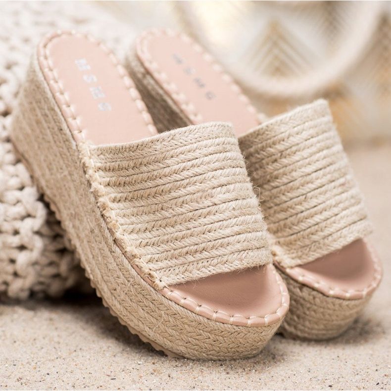 SHELOVET Chaussons compensés tressés Ll909be beige 1