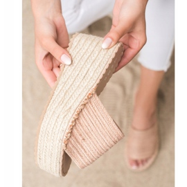 SHELOVET Sandales compensées tressées rose 2