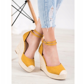 SHELOVET Espadrilles Hautes Sur Le Compensé jaune 1