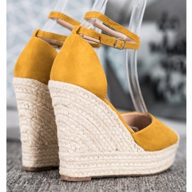 SHELOVET Espadrilles Hautes Sur Le Compensé jaune 2